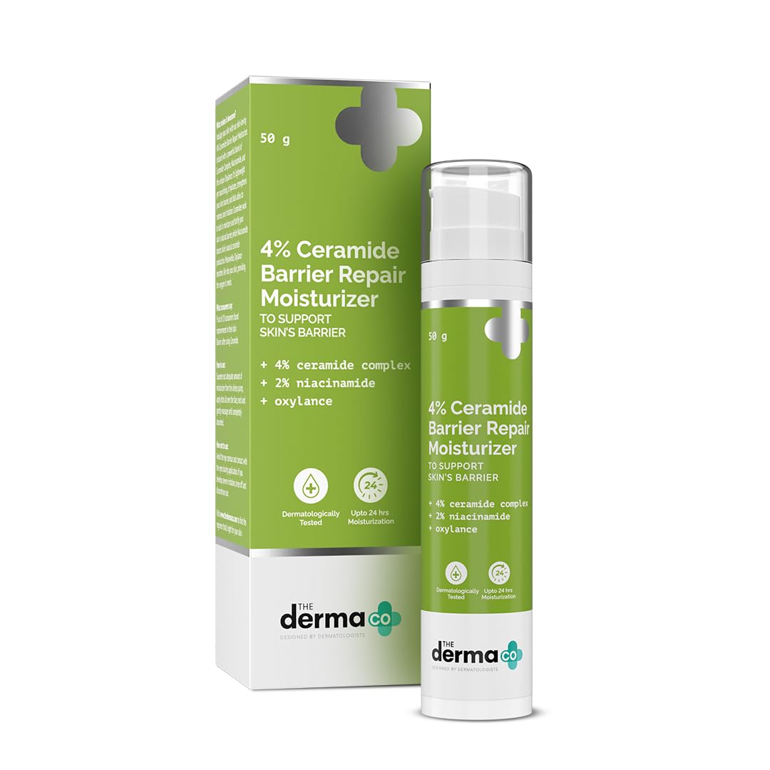 

The Derma Co 4% Ceramide Barrier Repair Moisturizer 50gm | Lightweight Cream for All Skin Types, 24 Hr Hydration