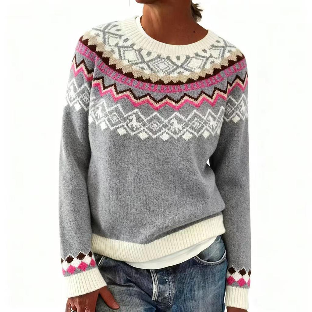 European & American Chunky Knit Jacquard Women's Sweater - Acrylic, Thickened for Autumn/Winter  