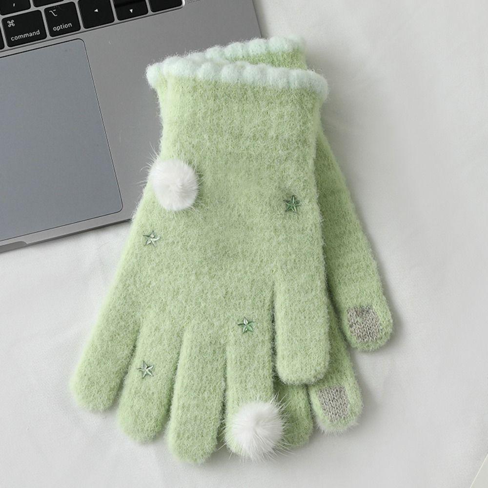 Touch-screen Warm Knitted Gloves Cold Protection Girls Winter Gloves Full Fingers Mittens  Cycling