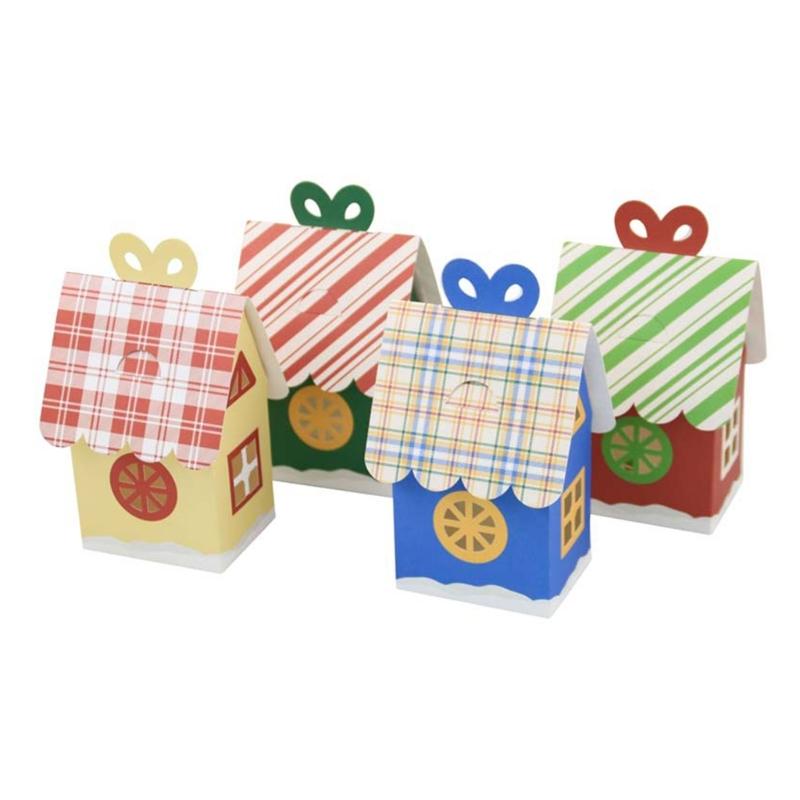 24Pcs Festival Holiday Candy Packaging Boxes Reusable Paper House Gift Containers For Christmas Decorations