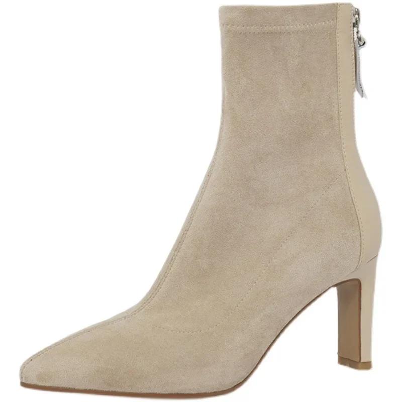 Fashion Fashion Warm Women Boot 2025 Winter New Women's High Heels Versatile Simple Ankle Boots Anti Slip Suede Women Shoe Zapatos Mujer