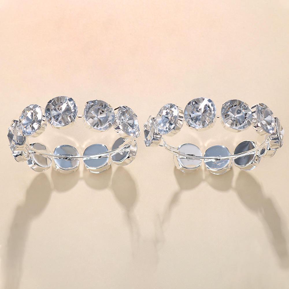 Stonefans Große Strass-Creolen für Damen Geschenk Mode Kristall-Ohrringe Schmuckzubehör