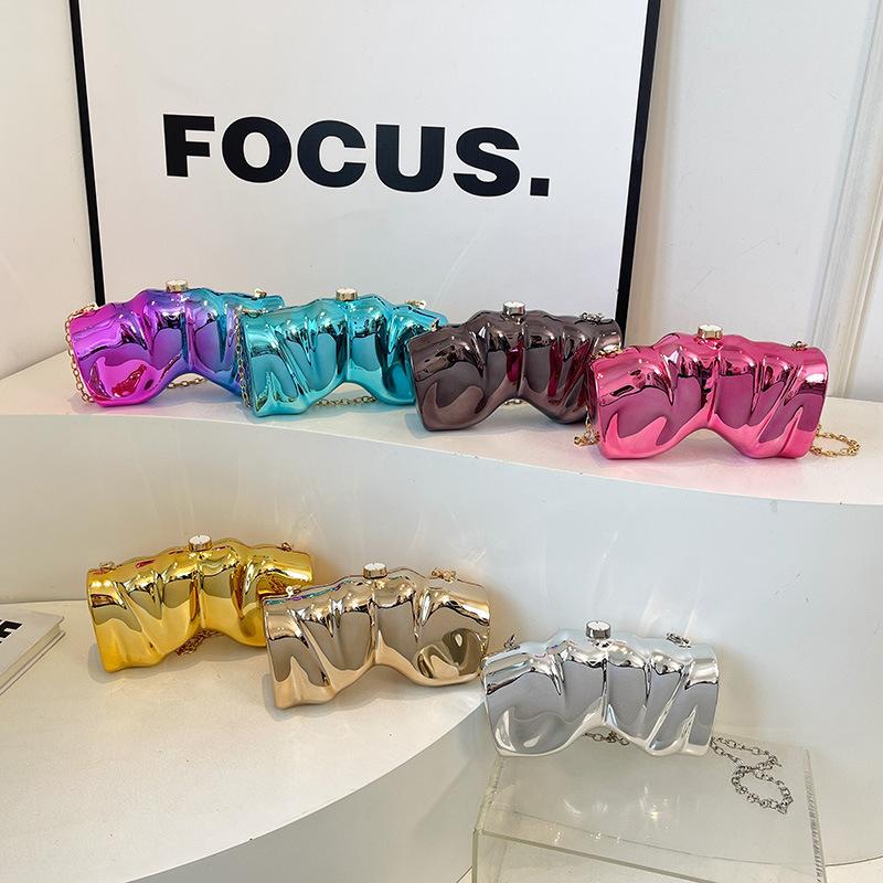 Women's bag 2025 new candy color personalized creative shoulder bag i acrylic chain crossbody cloud bag tide