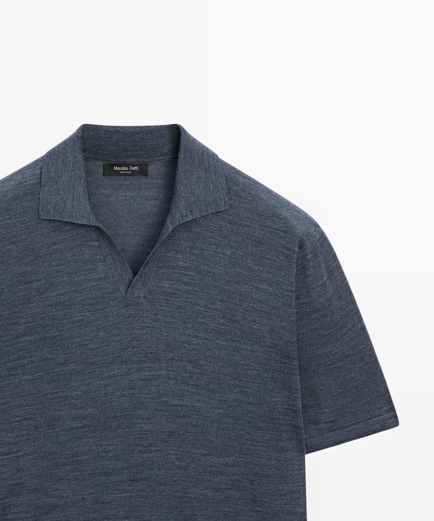 Masimodutti Knit V-Neck Polo Shirt