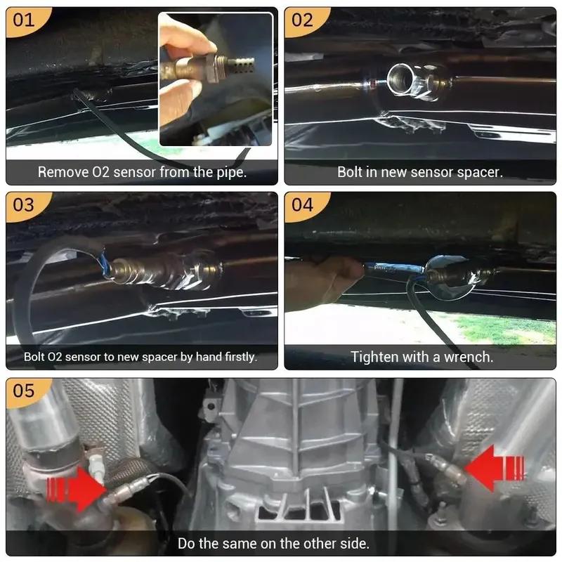 P0420 P0430 Universal O2 Sensor Spacer Adapter M18X1.5 Check Engine Light CEL Mini Catalyst For Fault Code