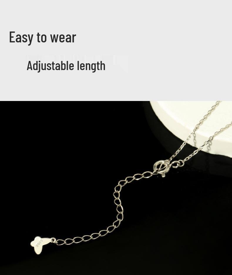 S925 Sterling Silver Four-Leaf Clover Pendant Necklace: Sparkling Gift for Girlfriend in Elegant High-End Style