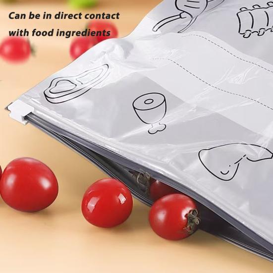 Aluminum Foil Sealed Bags Reusable Leakproof Heat Resistant Sealable Bags Vacuum Zippered Food Pouches with Label Stand-Up Bottom for Vegetable Fruit