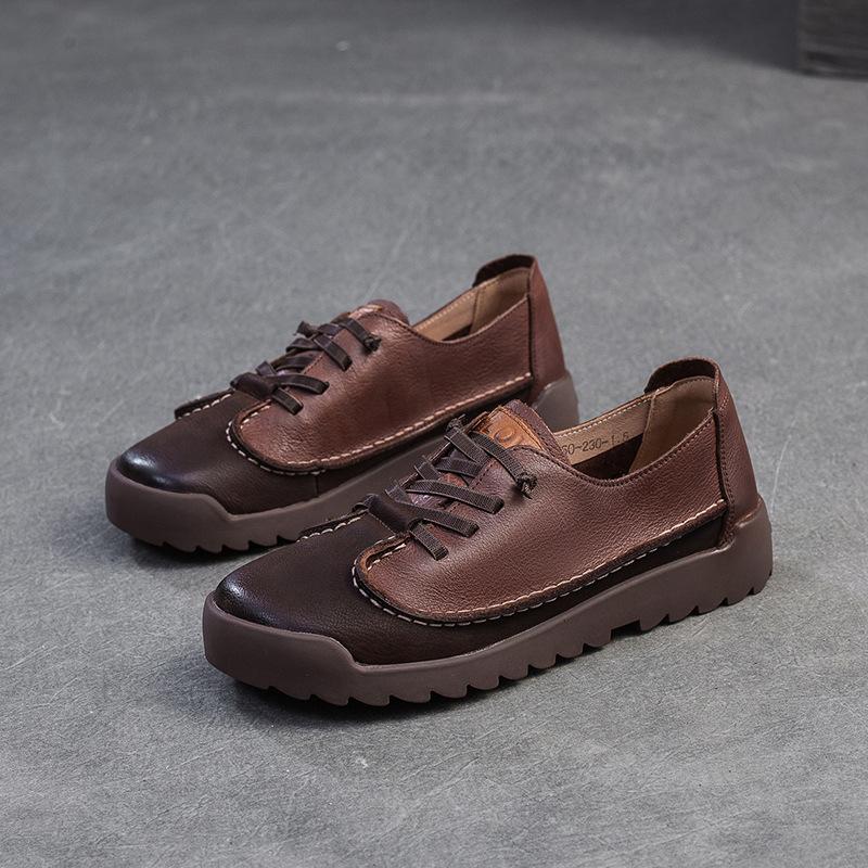 

Johnature Ретро-туфли из натуральной кожи на плоской подошве, повседневные и удобные женские туфли на мягкой подошве для поездок на работу 40 темно-коричневого