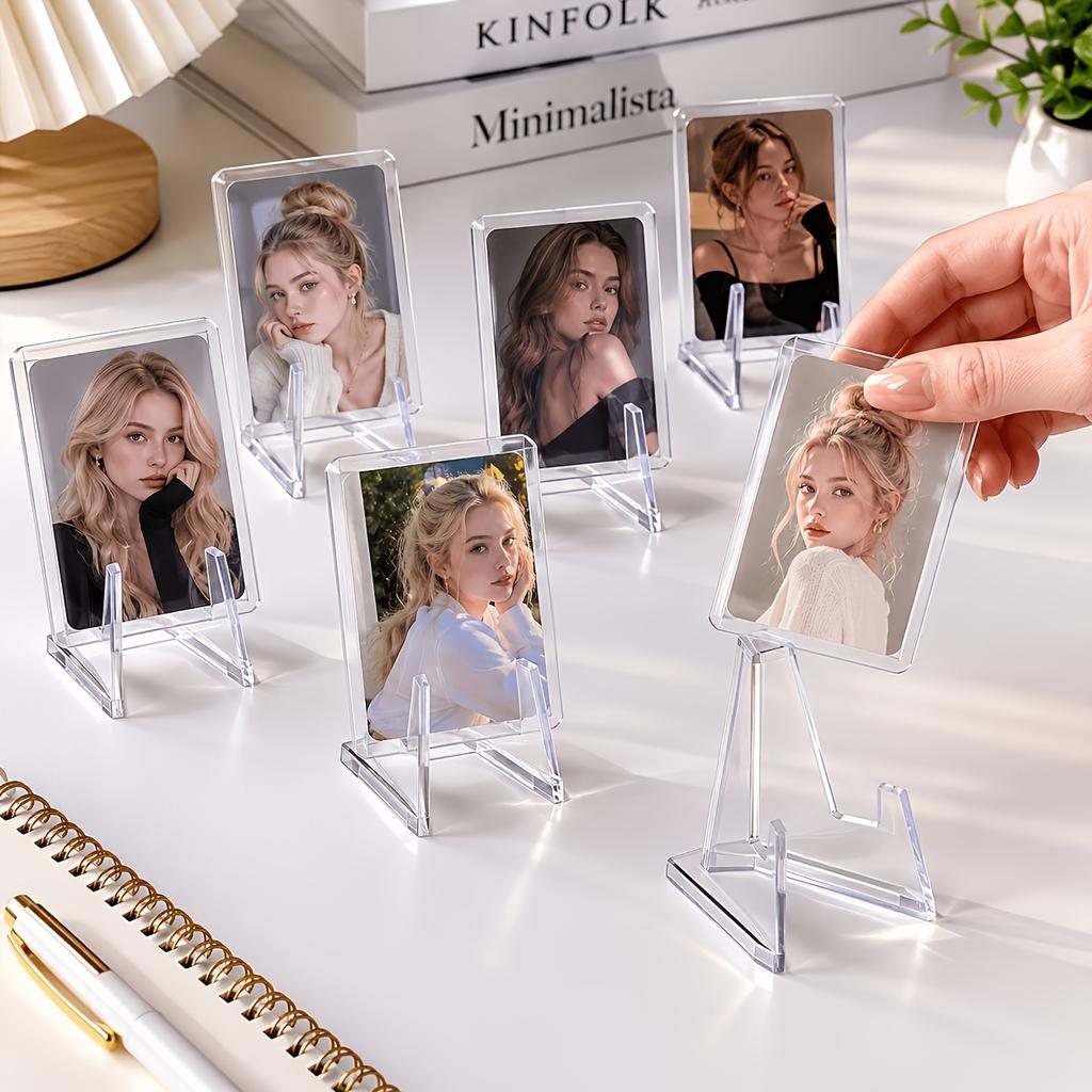 50Pcs Clear Acrylic Easel Display Stands, Transparent Holders for Photos, Medals, Collectibles, Coins, Trading Cards