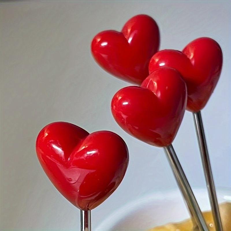 11-Piece Heart-Shaped Dessert Forks Set 10 Forks With Base Stainless Steel Fruit And Cake Forks Romantic Snack Picks