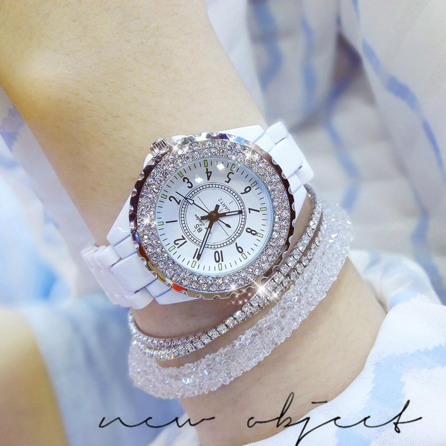 BS Bee Sister Women Watch Luxury Wristwatch White Ceramic Fashion Ladies Quartz Watch Reloj Mujer Feminino Relogio Saati