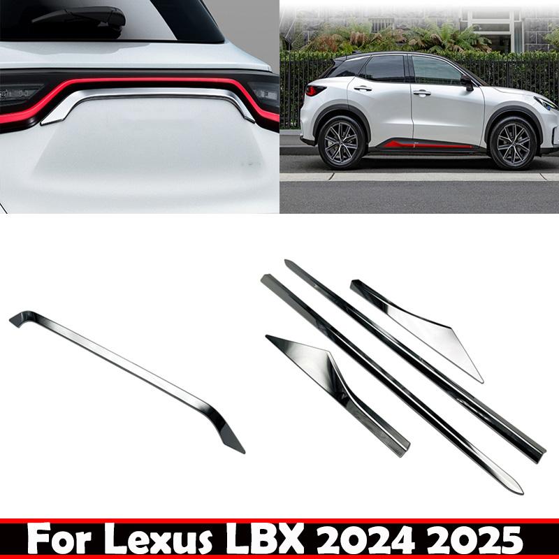 For Lexus LBX 2024 2025 ABS Chrome Side Door Body Molding Line Cover Protector Rear Trunk Lid Tail Gate Trim Car Accessories