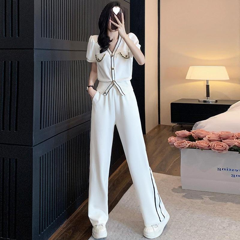 

Goddess-style Casual Suit for Women, Summer Fashion, Age-reducing Sweatshirt, Fashionable Two-piece Set XXL