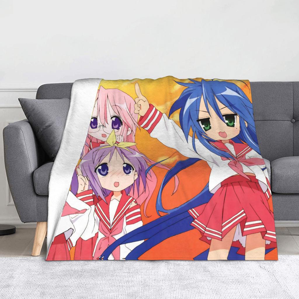 Anime Lucky Star Blanket Fuzzy Funny Warm Throw Blankets for Home Decoration
