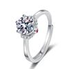 One Carat Six-Prong Moissanite Ring for Women - Internet Celebrity Style Live Broadcast Simulation