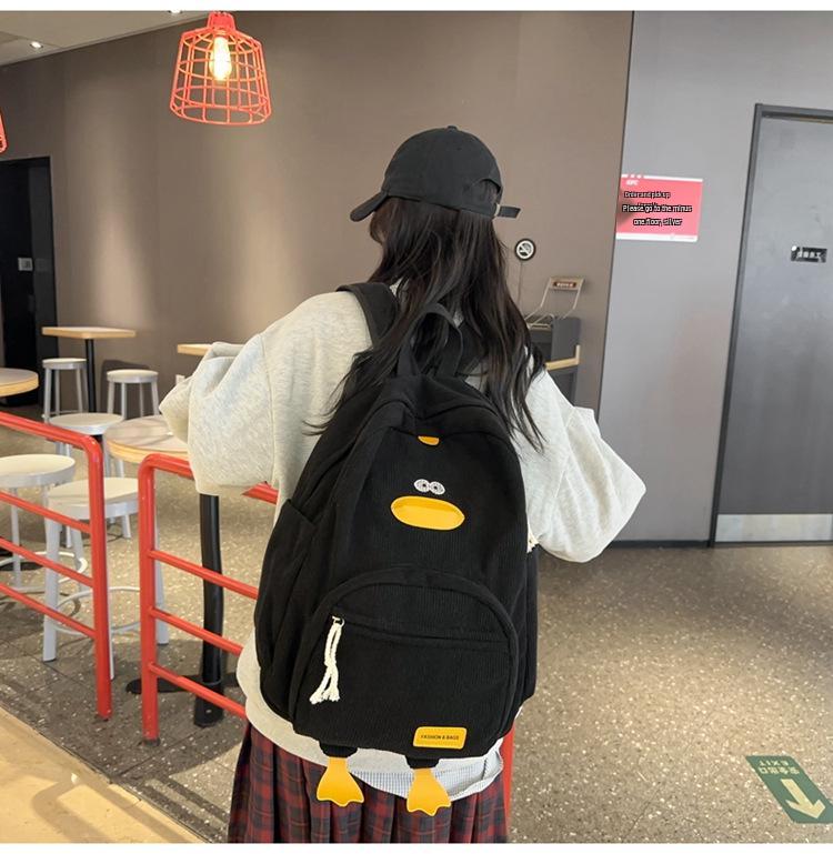 Korean Style Cartoon Duck Backpack for Girls - Trendy Schoolbag for Female Students