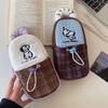 Cartoon Dog Pocket Camera Storage Bag Large Capacity Multi-functional Makeup Bag Plush Plaid Puppy Toiletry Organizer