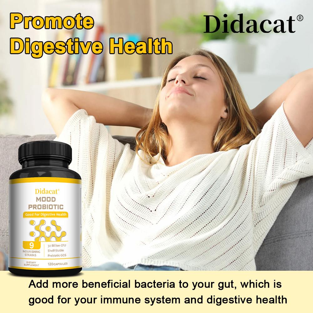 Mood Probiotics 30 billion CFU, containing prebiotics, supports mood and digestion, 120 capsules