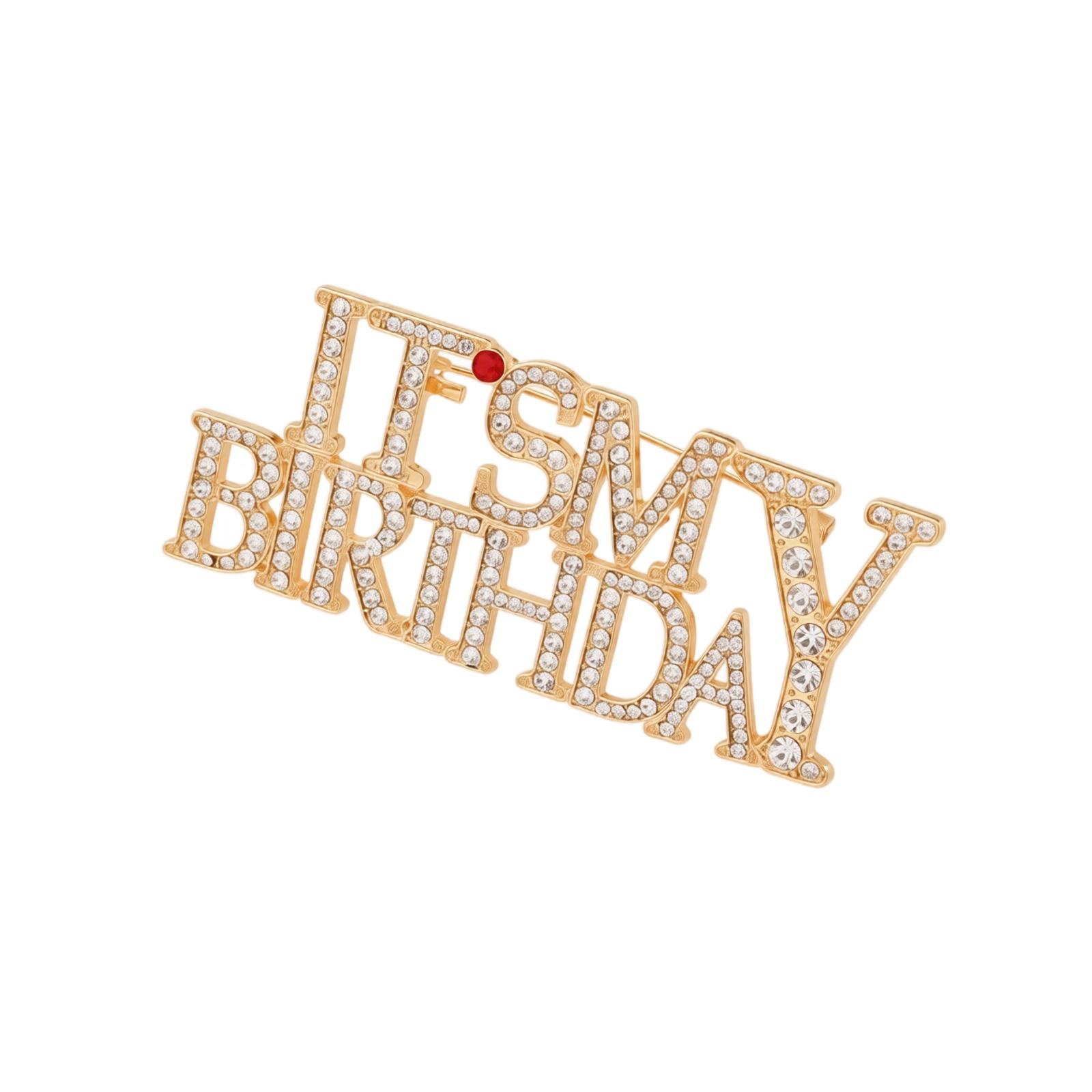 LETS PARTY Letter Rhinestone Brooch Pin Elegant Lightweight Fashion Accessory for Decoration and Secure Fastening on Clothing one size золотой
