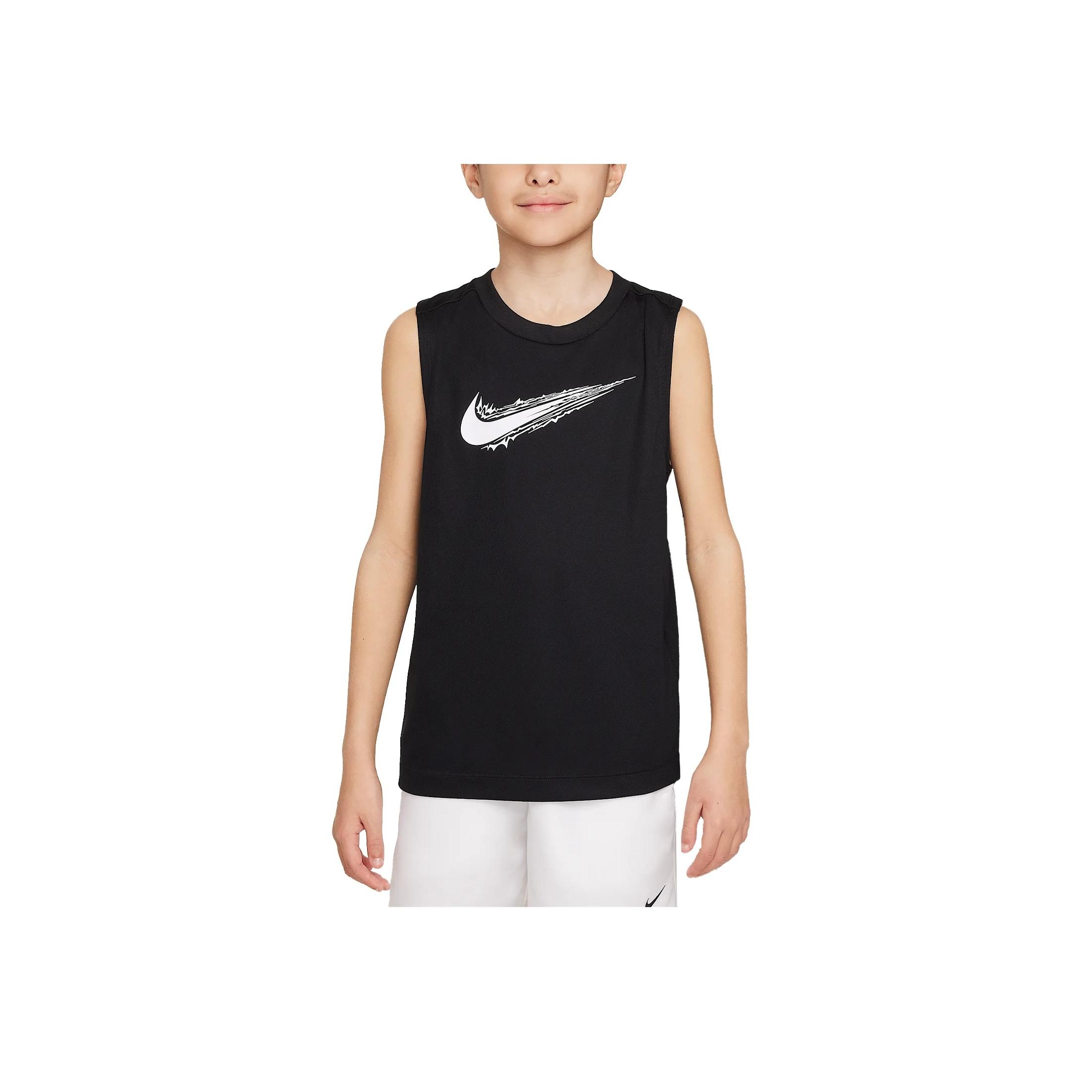 

Nike Dri-Fit Comfortable Casual Sports Breathable Sweat-Absorbing Vest Kids Tops Black White HF8998-010 L