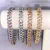 NIEDRIGE MOQ Eisiges Rosa Zirkonia 18 Karat Gold Miami Cuban Link Ketten für Damen Herren