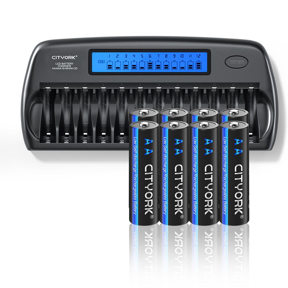 CITYORK 1.2V AA AAA NIMH Rechargeable Batteries 2A 3A With 12 Slots Fast Smart Intelligent charger for 1.2V AA AAA Battery