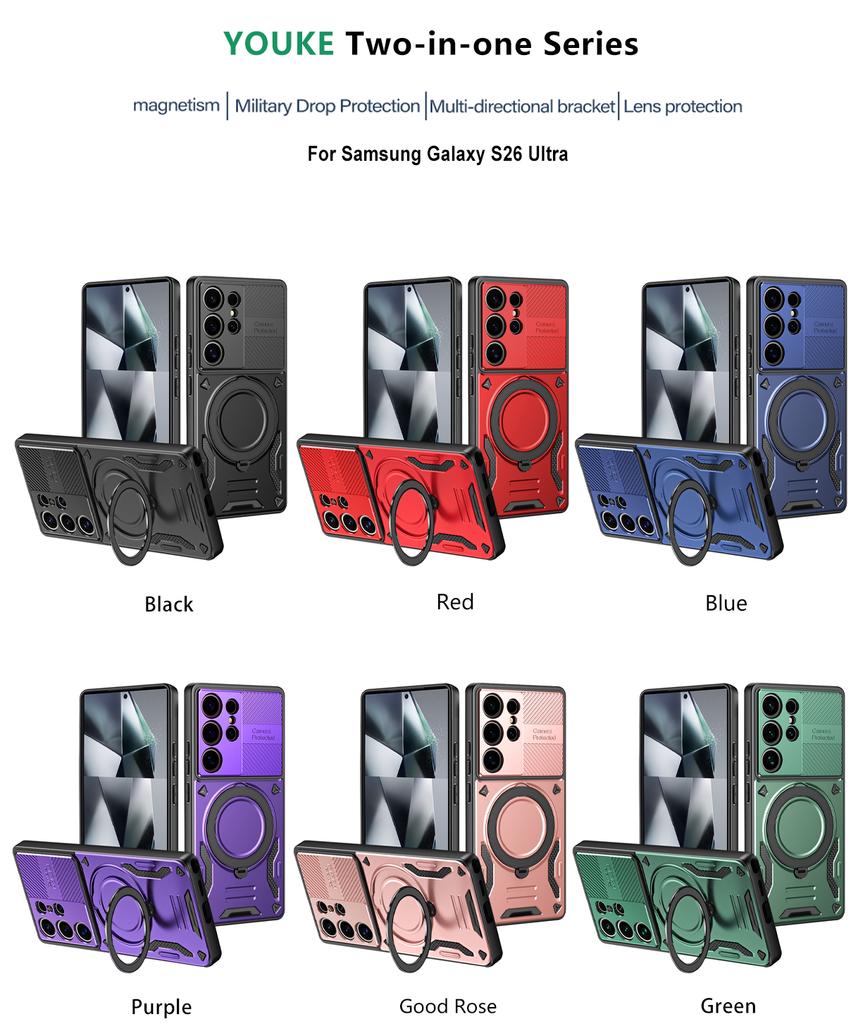 Luxury Armor 360 Rotating Magnetic Phone Case For Samsung S25 Ultra S24 Plus S23 A16 A17 Kickstand Protection For Magsafe Cover
