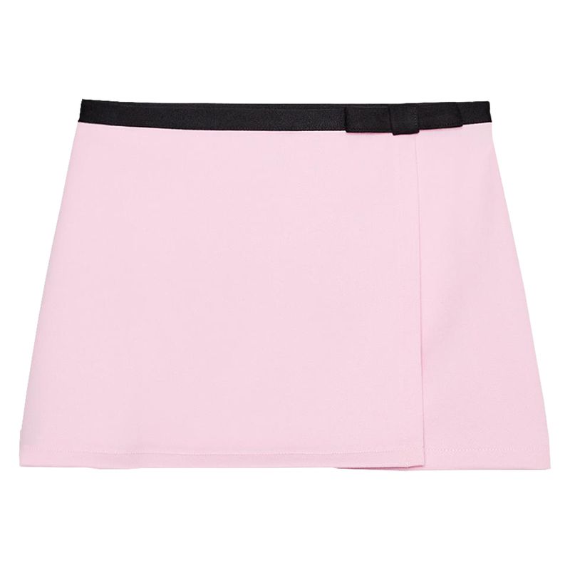 

Zaprha 2025 New Arrival Fashion Tape Bowknot Decoration Contrast Color High Waist Temperament Culottes Women s Small 3644159 Pink L