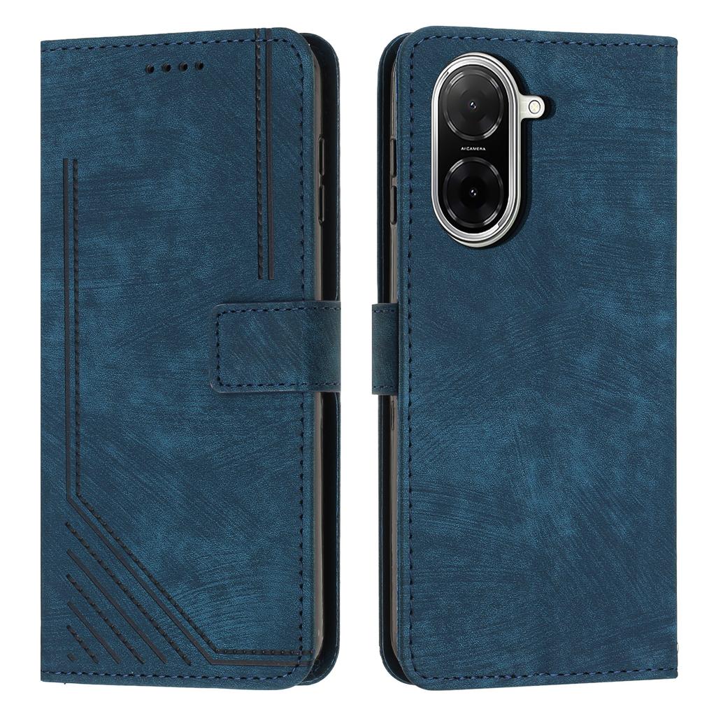 Wallet Case for Xiaomi Redmi A5 4G (171.7mm)/Poco C71 4G Imprinted Lines Leather Phone Cover with Stand