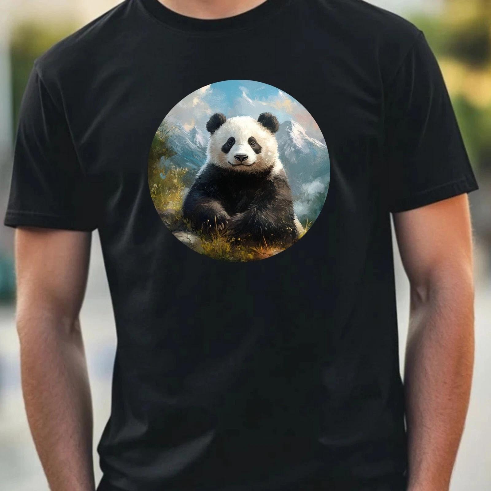 T-Shirt Herren Panda Portrait Motiv Baumwolle Größe XS bis 5XL XXL
