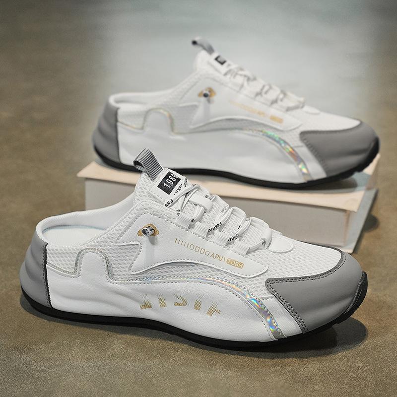 

Модная мужская обувь больших размеров Летние мужские полушлепанцы Baotou Дышащие сетчатые повседневные шлепанцы Нескользящие мужские спортивные шлепанцы Удобные шлепанцы 39 белый