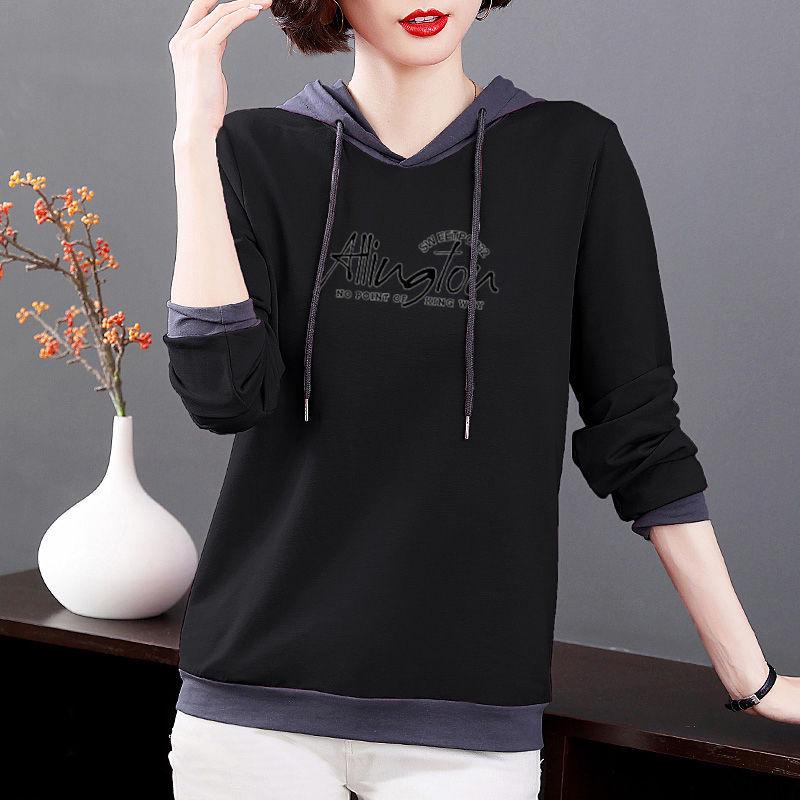 

2025 Женский универсальный худи с длинным рукавом - Большой размер, повседневный, весенне-осенний, мода для мам 3XL (130-140 lbs)