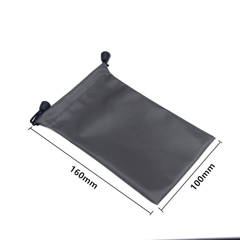 Waterproof Gray Drawstring Bag for Power Bank, Phone, Hard Drive, and Selfie Stick.