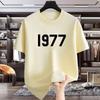 Hot Summer Unisexs Pure Cotton Tshirt 1977 Shortsleeved Ins Base American Loose Casual and Versatile Trendy Brand Halfsleeved