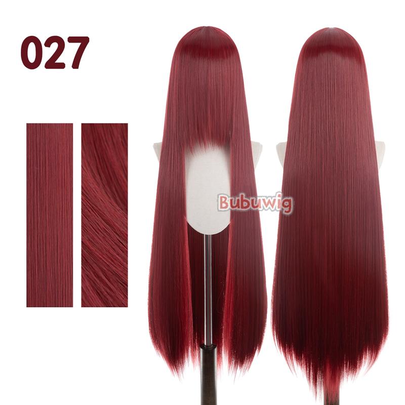 Bubuwig Synthetic Hair 100cm Long Straight Pure Color Cosplay Wigs Over 100 Colors Black White Red Blue Brown Wig Heat Resistant
