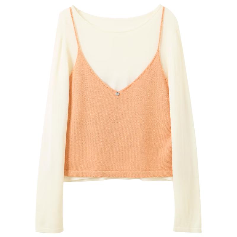 Sancai 2026 Spring Lyocell Knit Sweater & Camisole Two-Piece Set L
