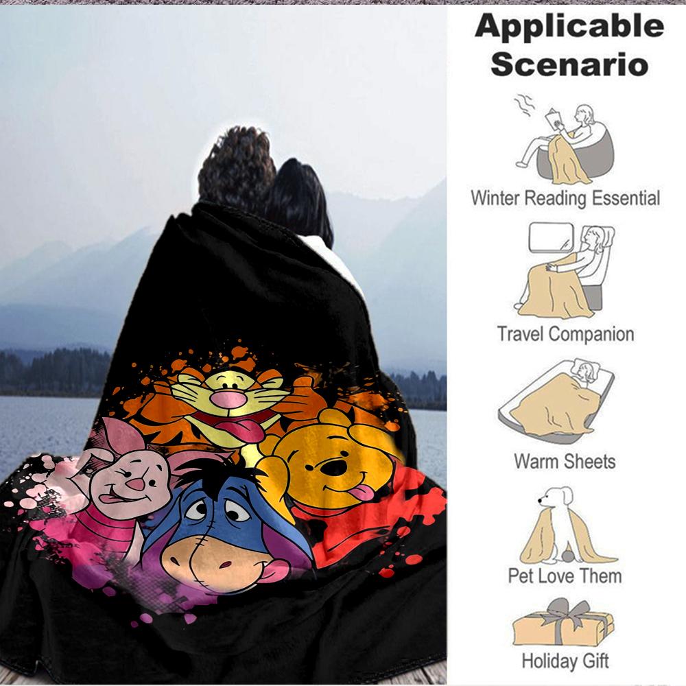 1Pc Winnie Pooh Adventure Blanket Soft And Comfortable Casual Warm Camping Travel Christmas Halloween Xmas Gift M924205