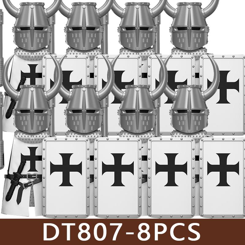 Medieval Roman Soldier Figures Building Blocks MIlitary Castle Warrior Hospital Templar Knight Flag Cloak Accessories Bricks Toy