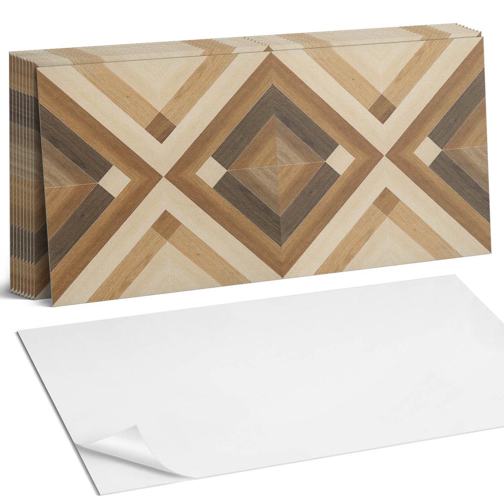 Gotowe Do Montażu Kafelki Winylowe Z Dekoracyjnym Nadrukiem Wzór Geometryczny W Kratę 10X40X20 Cm