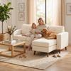 Corner Sofa 192 Cm L-Shape 3-Seater Sofa with Reversible Chaise Longue, Corduroy Look, for Small Spaces, Cream White