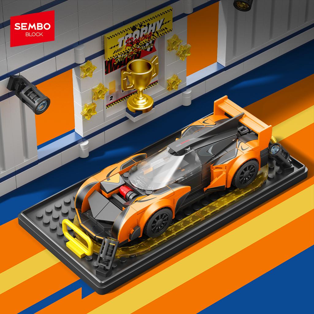 Non-Toxic Sembo Block 294Pcs Super Sports Car Assemblage Building Blocks Moc Racing Vehicle Models Construction Toys For Kids Holiday Gift
