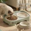 Eco-friendly Double Cat & Dog Bowl: Slanted Design for Cervical Protection - Food & Water Bowl