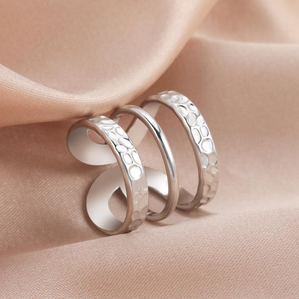 Stainless Steel Women Rings Geometric Heart Aesthetic Adjustable Open Finger Ring Fashion Party Jewelry Gifts