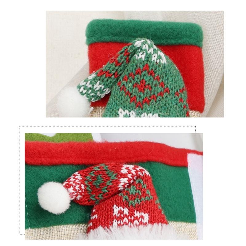 Santa Theme Refrigerator Pull Sleeves for Christmas, Polyester Fridge Grip Pair with Elastic Opening for Kitchen and Office Display