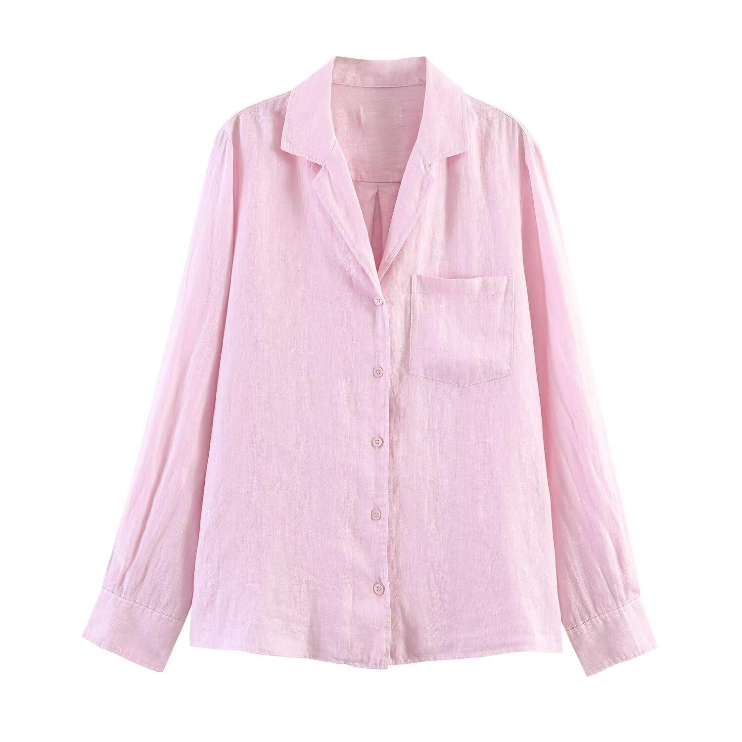 European and American style, new women s clothing, linen pocket shirt, linen bucket pants 4344045 XS