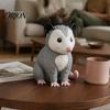 Decorative PLA Possum Crafts 3D Printed Opossum Figurine, Cute Sitting Statue, Indoor Outdoor Realistic Animal Statues for Garden Porch Desktop Decor,