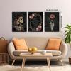 Halloween Skull Rose Canvas Wall Art with Pine Frame for Bedroom and Living Room
