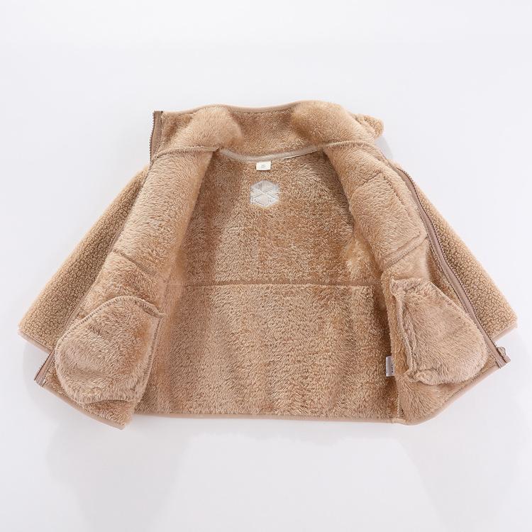 Boys Jacket Autumn Winter Warm Fleece Baby Coats Fashion Zipper Children's Outerwear Plush Kids Clothes