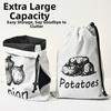 Large Vegetable Storage Bags Reusable Canvas Bag Portable Kitchen Storage Pouch