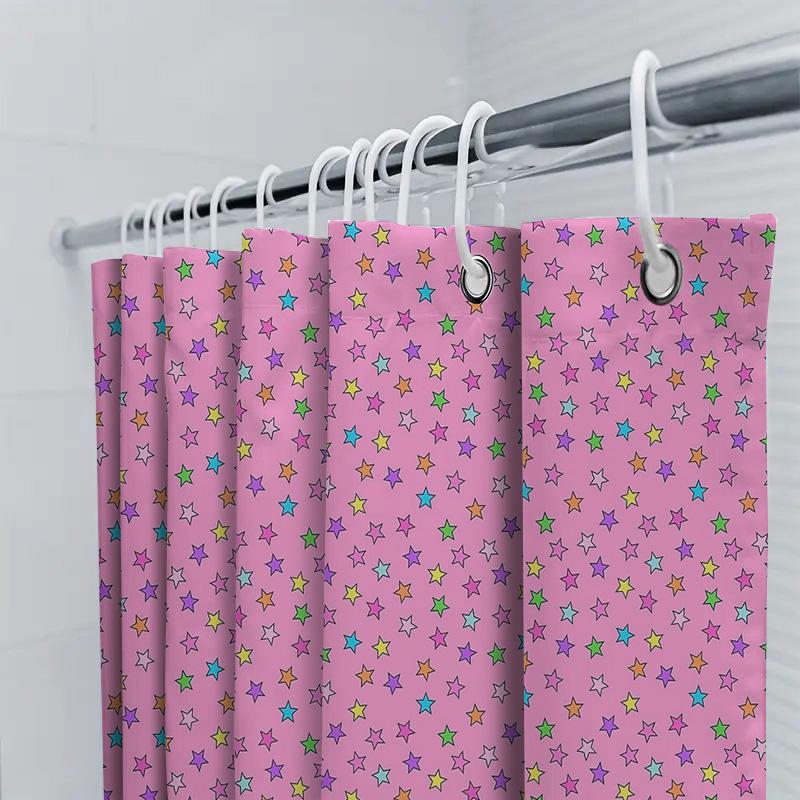 Cute Rainbow Stars Shower Curtain Set Waterproof Bathroom Decor Trendy Aesthetic Room Divider Hippie Colorful Nursery Backdrop